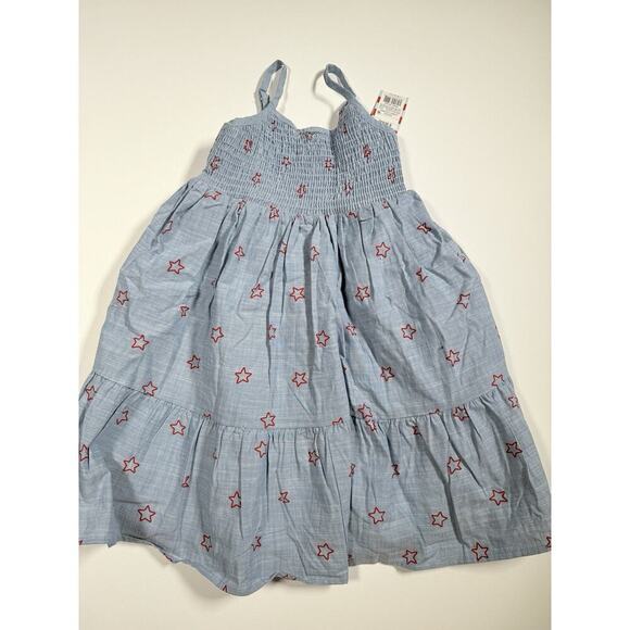 Girl's Cat and Jack Chambray Stars Sundress Patriotic Smocked Dress Sz S - Picture 1 of 8